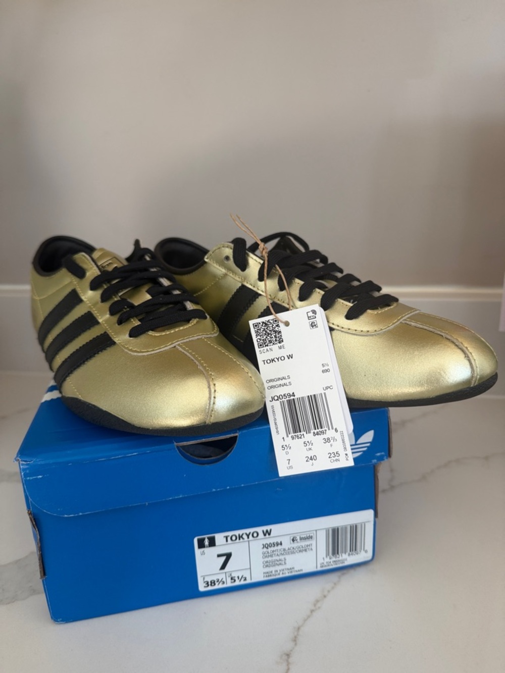 adidas Tokyo W Metallic Gold Sneakers with Black Stripes